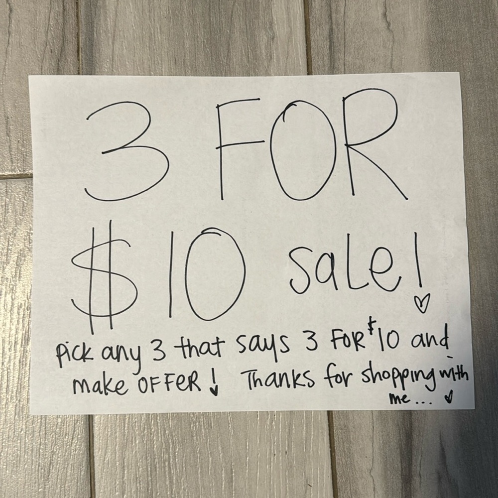 Pick any items that mention 3 for $10, bundle, and I’ll adjust the price!